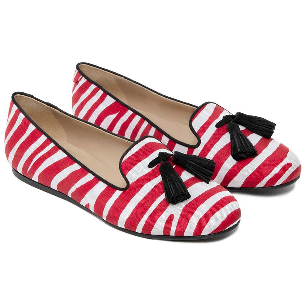 Charles Philip Red Cotton Flat Shoe
