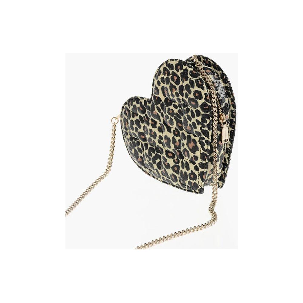 Dsquared² Animal Patterned Leather Heart-shaped Clutch