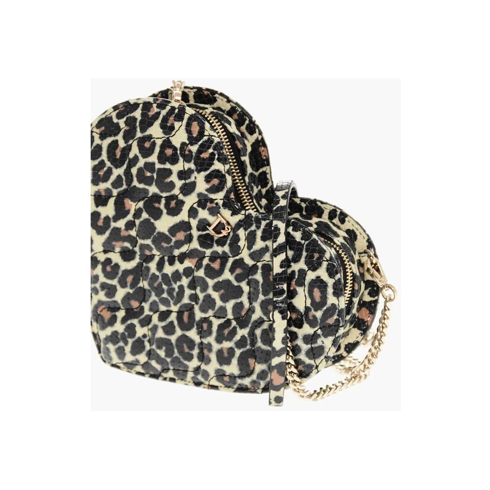 Dsquared² Animal Patterned Leather Heart-shaped Clutch