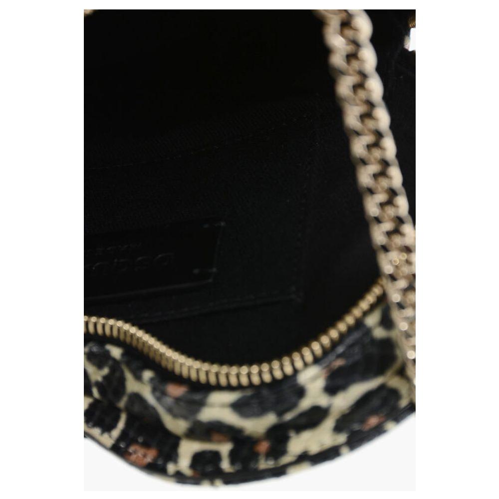 Dsquared² Animal Patterned Leather Heart-shaped Clutch