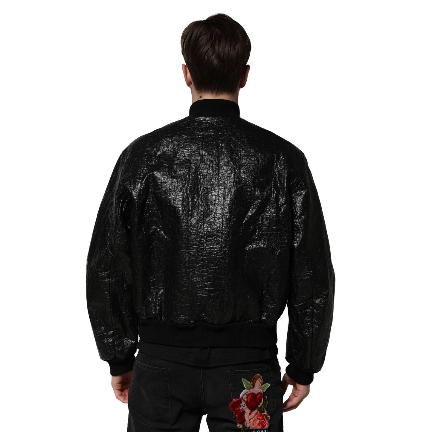 Dolce & Gabbana Black Logo Plaque Bomber Full Zipper Jacket JKT41453-46