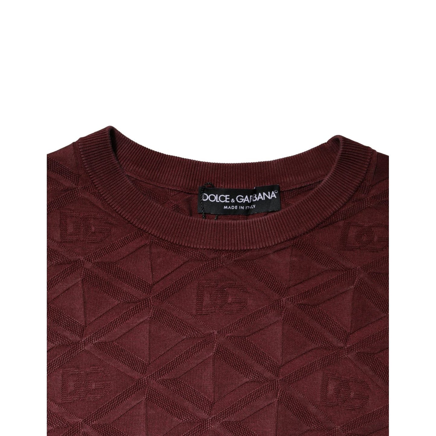 Dolce & Gabbana Bordeaux Silk Knit Crew Neck Pullover Sweater TSH90532-48