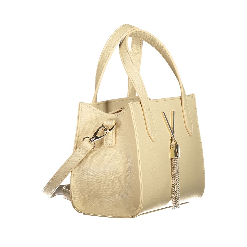 Mario Valentino Beige Polyethylene Women Handbag with contrasting details and adjustable strap