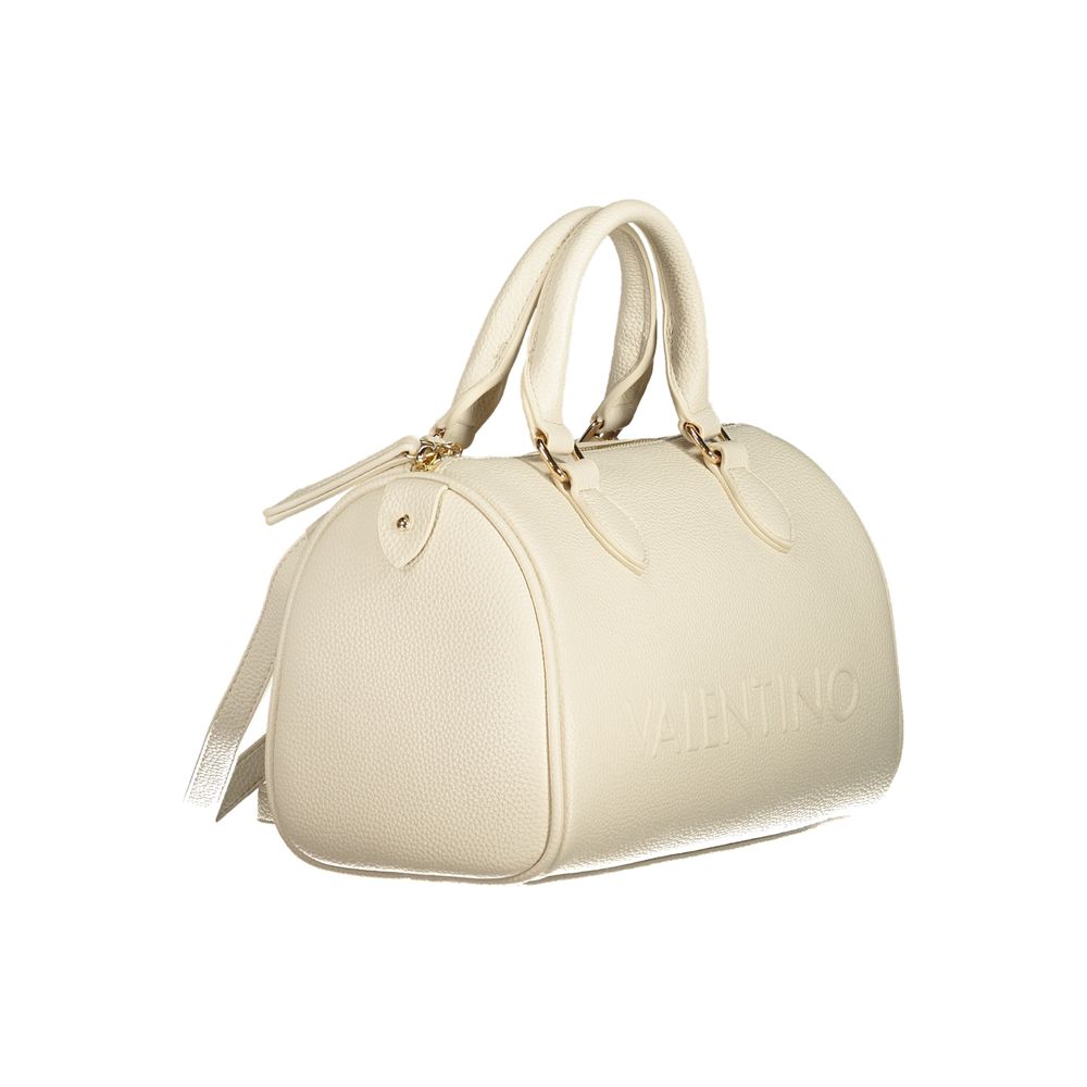 Mario Valentino Beige Polyethylene Women Handbag with handles and adjustable strap.