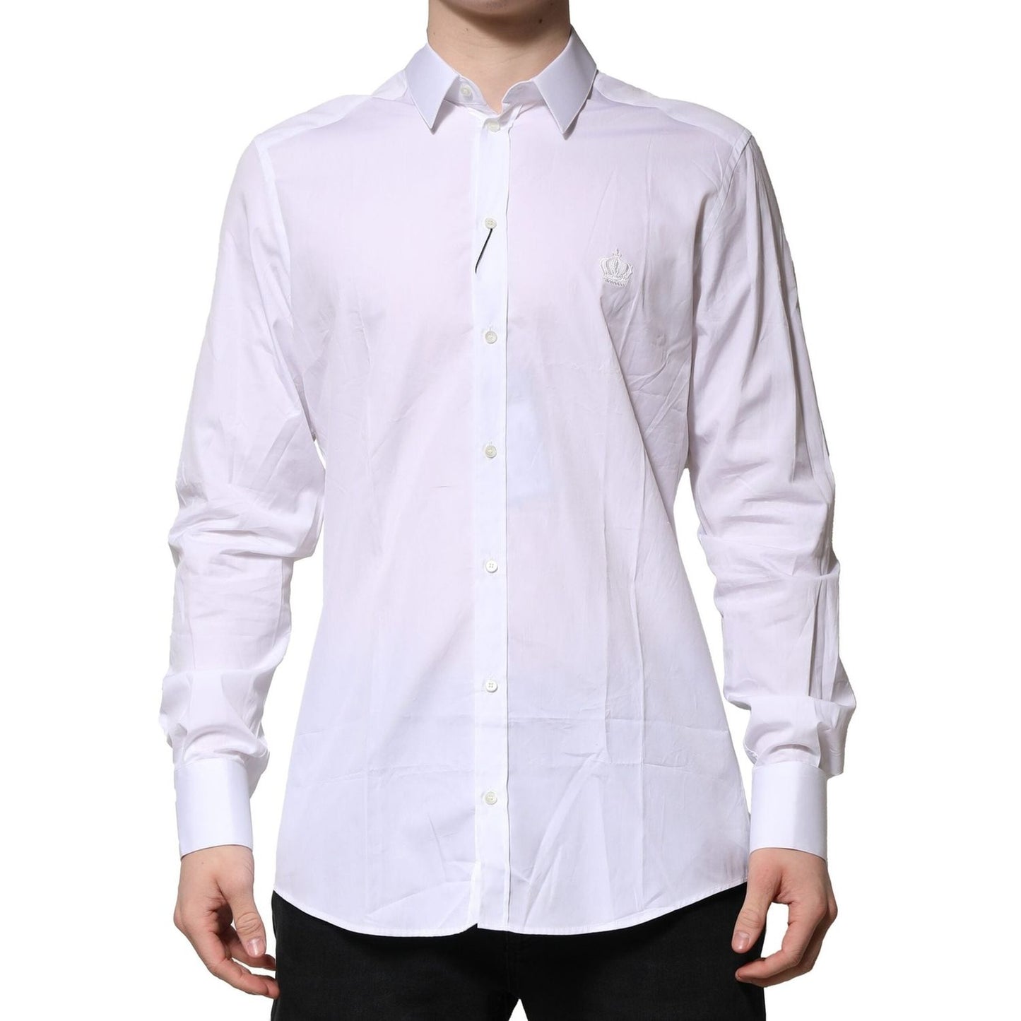 Dolce & Gabbana White Cotton GOLD Long Sleeves Formal Shirt TSH906814-39
