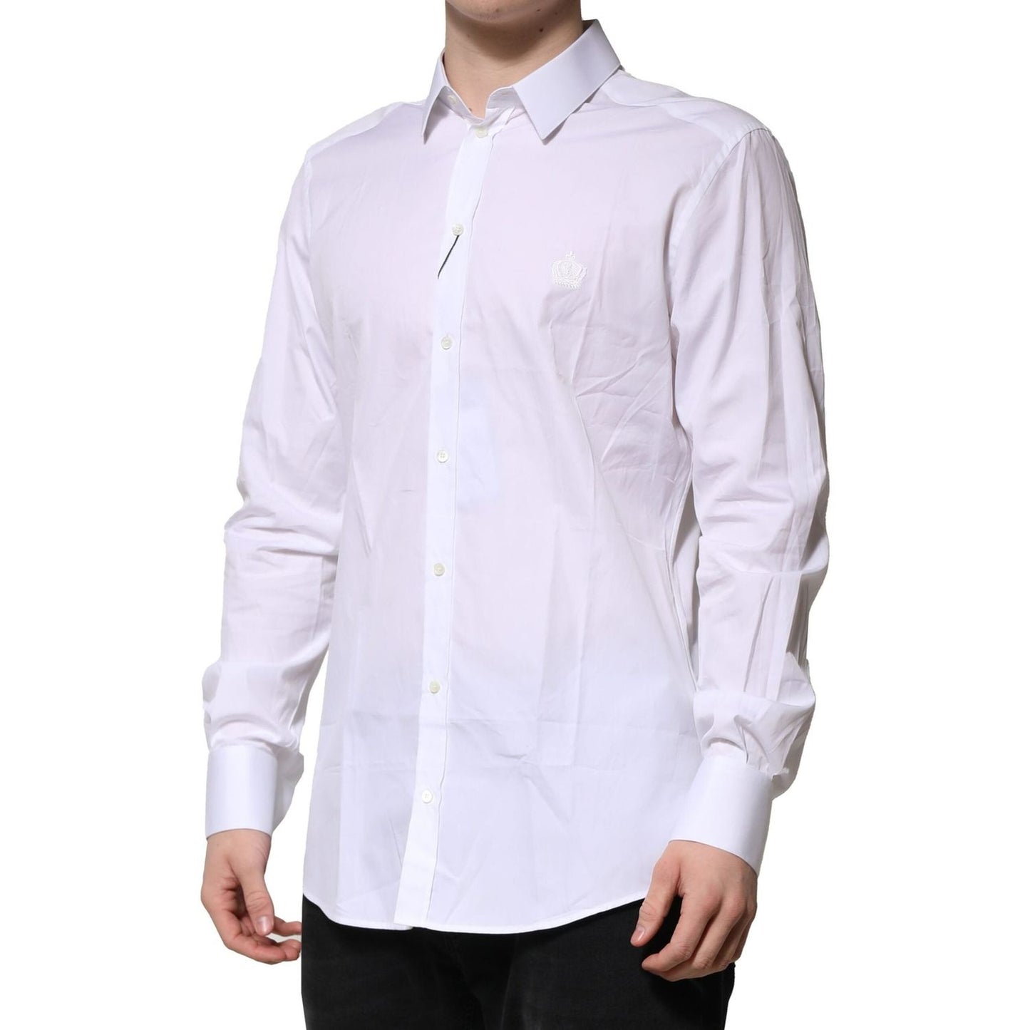 Dolce & Gabbana White Cotton GOLD Long Sleeves Formal Shirt TSH906814-39