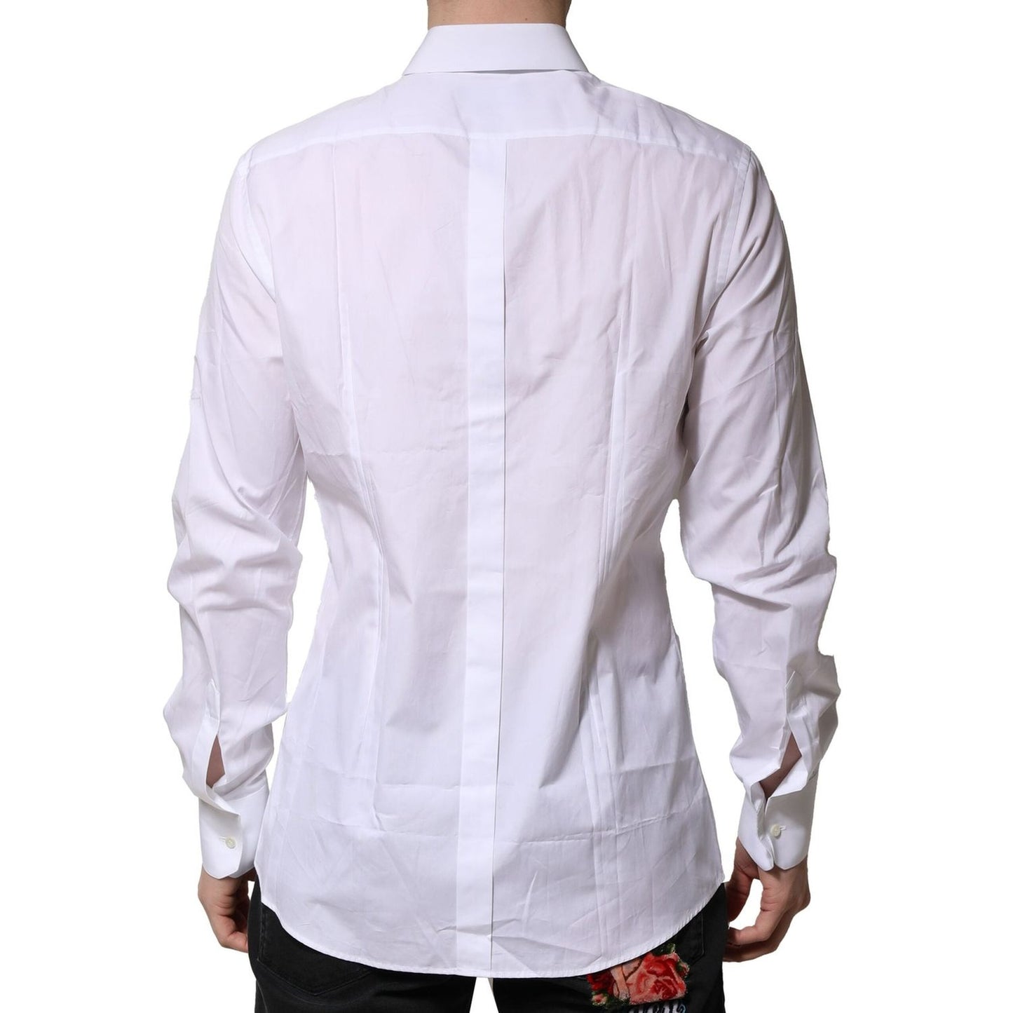 Dolce & Gabbana White Cotton GOLD Long Sleeves Formal Shirt TSH906814-39