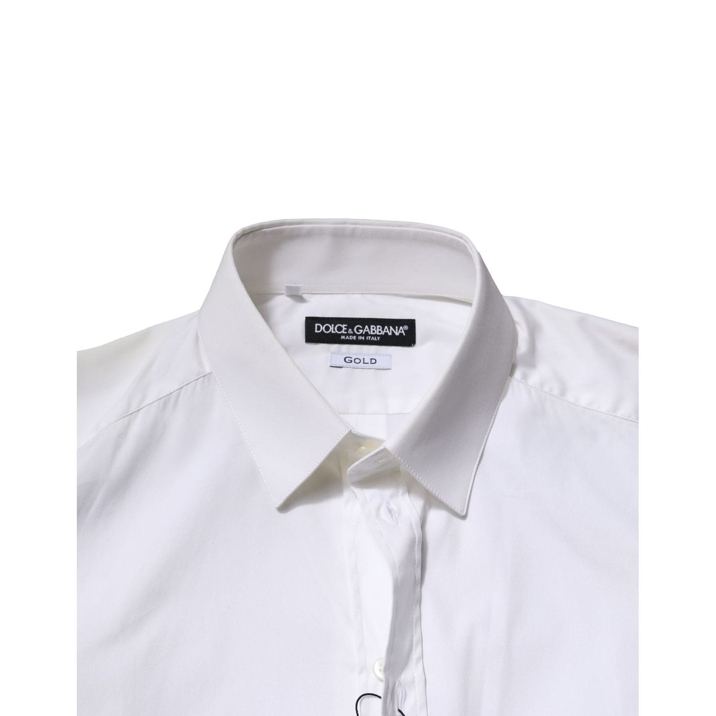 Dolce & Gabbana White Cotton GOLD Long Sleeves Formal Shirt TSH906832-40
