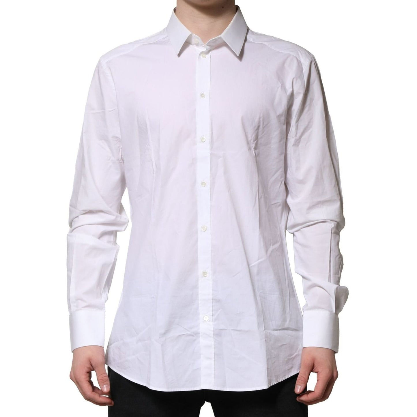 Dolce & Gabbana White Cotton GOLD Long Sleeves Formal Shirt TSH906847-43