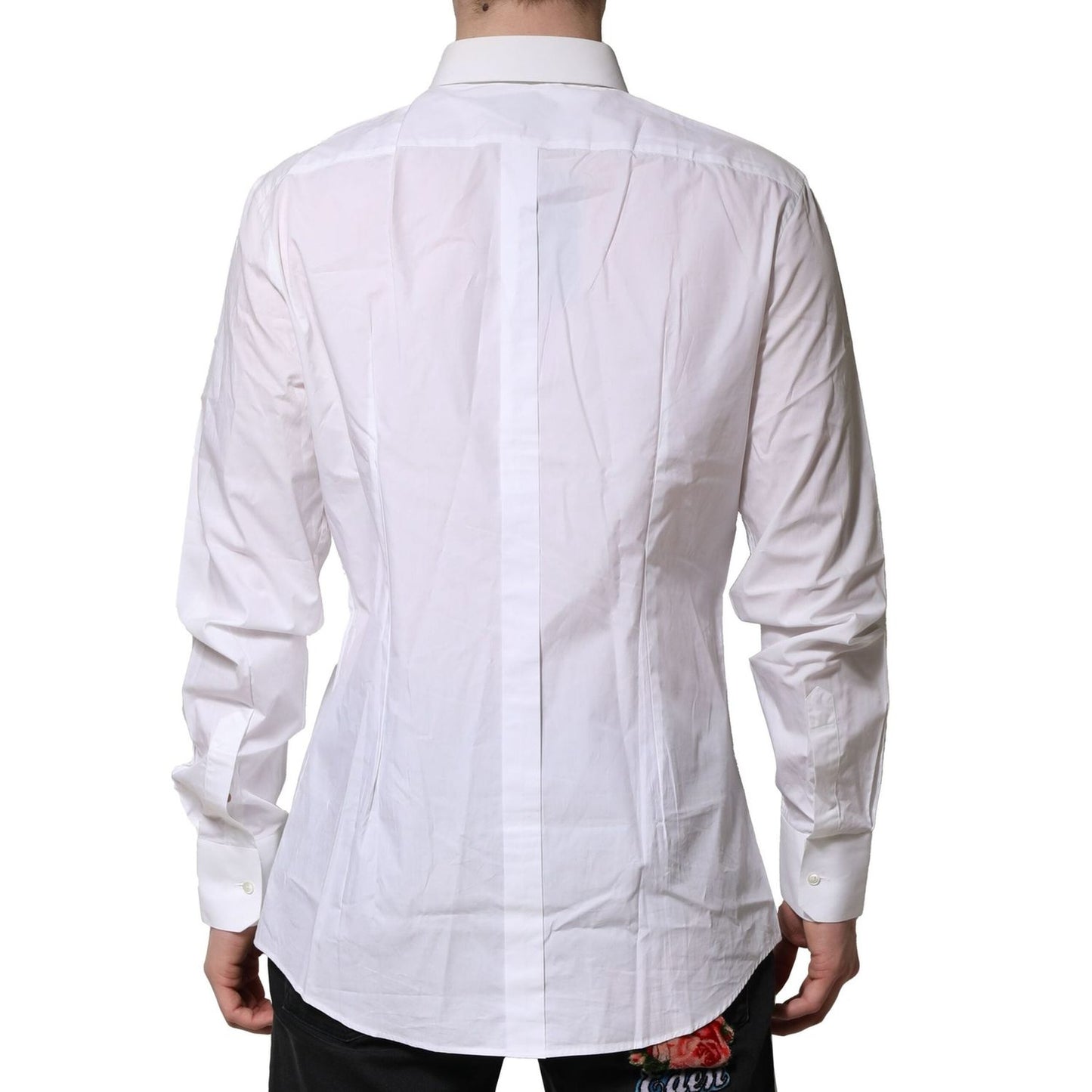 Dolce & Gabbana White Cotton GOLD Long Sleeves Formal Shirt TSH906847-43