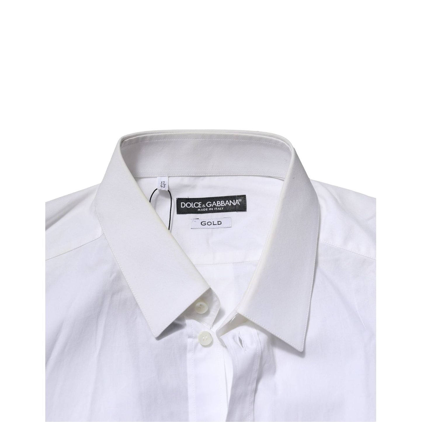 Dolce & Gabbana White Cotton GOLD Long Sleeves Formal Shirt TSH906847-43