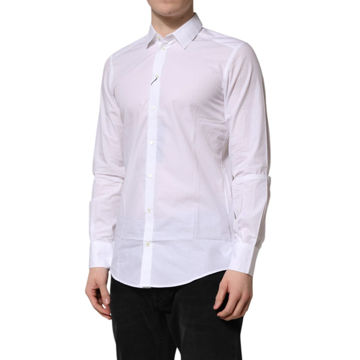 Dolce & Gabbana White Collared Long Sleeves Dress Formal Shirt TSH906863-38