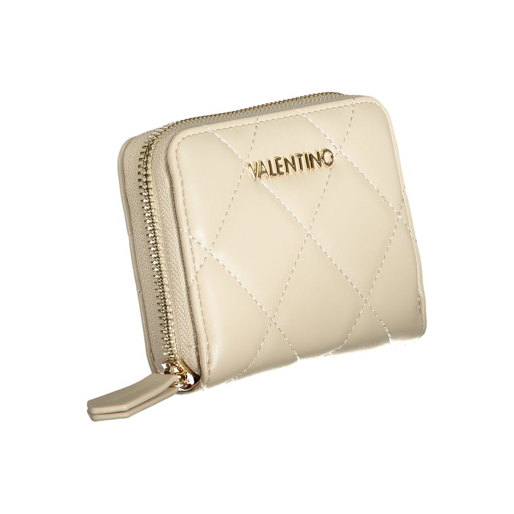 Mario Valentino Beige Polyethylene Wallet with zip closure, 6 compartments, coin purse, card spaces, contrasting details, logo visible