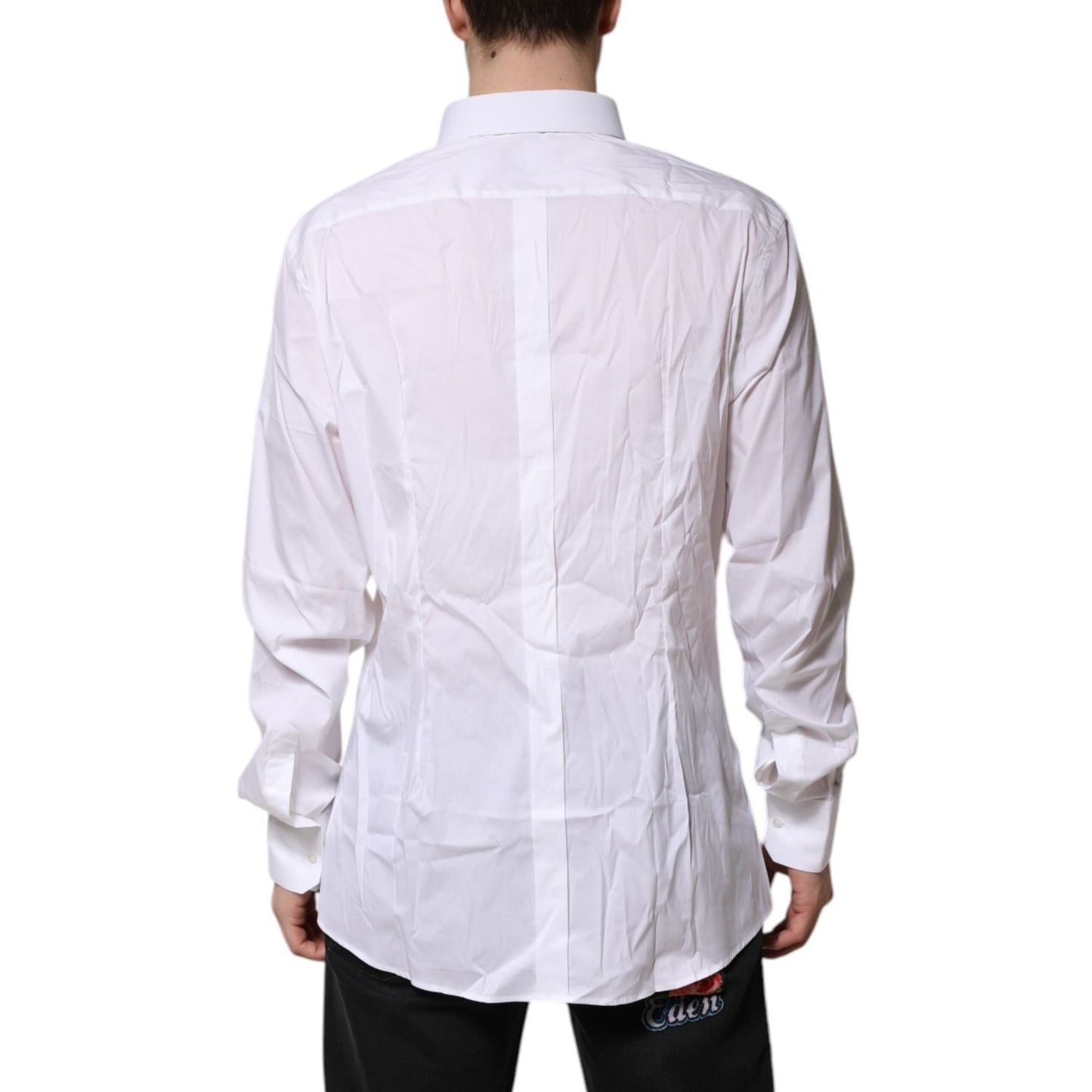 Dolce & Gabbana White GOLD Cotton Men Dress Formal Shirt TSH906898-40