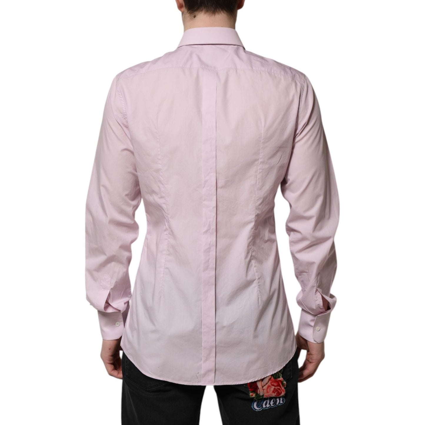 Dolce & Gabbana Pink Cotton GOLD Long Sleeves Dress Shirt TSH906904-41