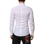Dolce & Gabbana White Cotton GOLD Long Sleeve Men Dress Shirt TSH906938-39