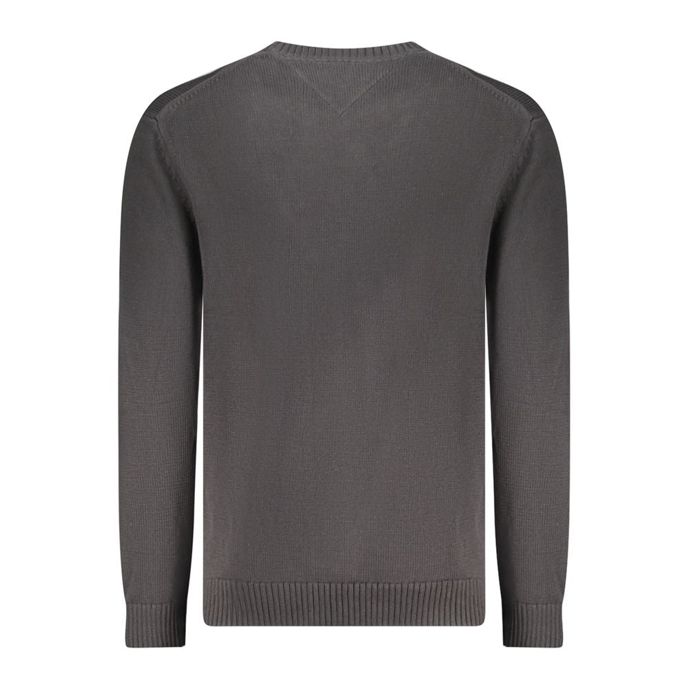 Rear view of Tommy Hilfiger Black Cotton Men Sweater showcasing premium cotton and sleek design.