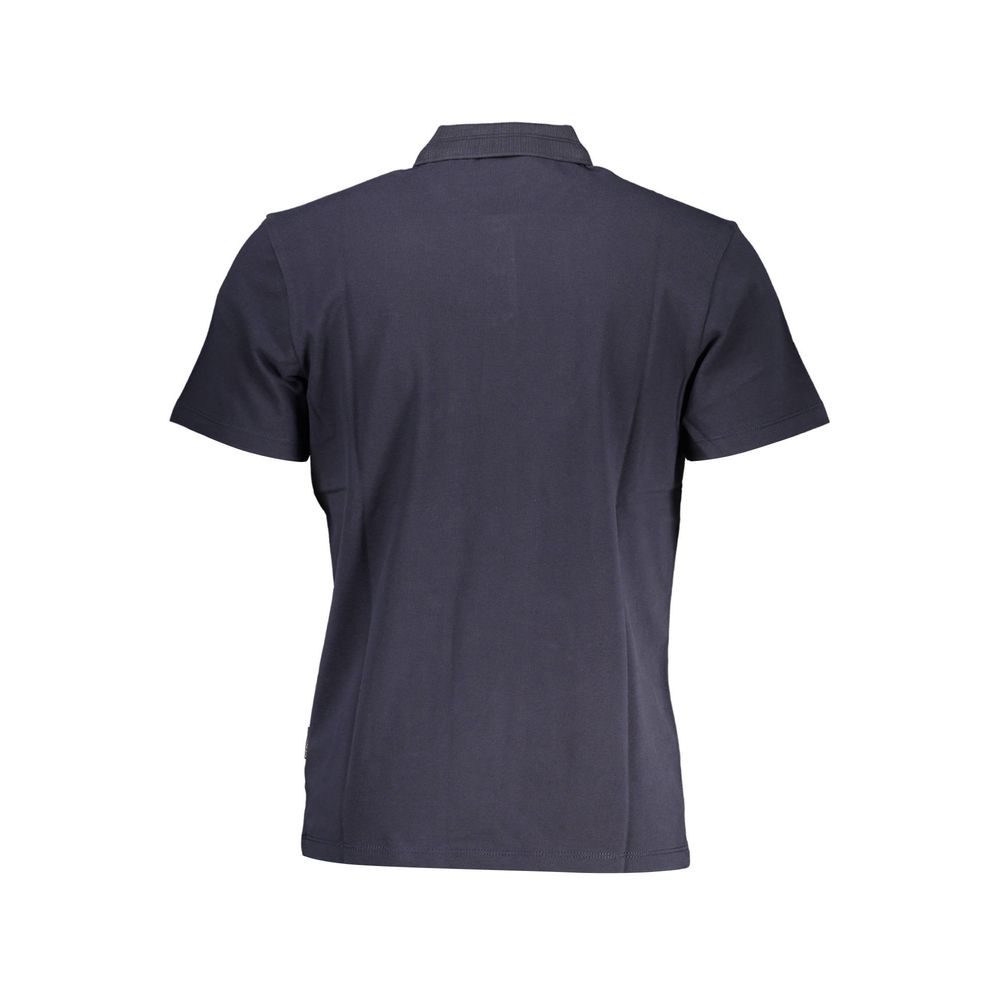 Back view of a Napapijri Blue Cotton Men Polo Shirt in premium cotton