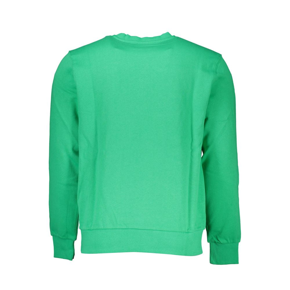 North Sails Green Cotton Men Sweater featuring a classic crew neck and long sleeves, showcasing elegance and style.