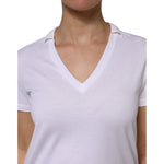 Dolce & Gabbana White Cotton Short Sleeve V-Neck Top T-shirt TSH878608-42