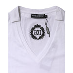 Dolce & Gabbana White Cotton Short Sleeve V-Neck Top T-shirt TSH878608-42