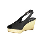 Tommy Hilfiger Black Leather Women Sandal TO-37226-EU39/US9