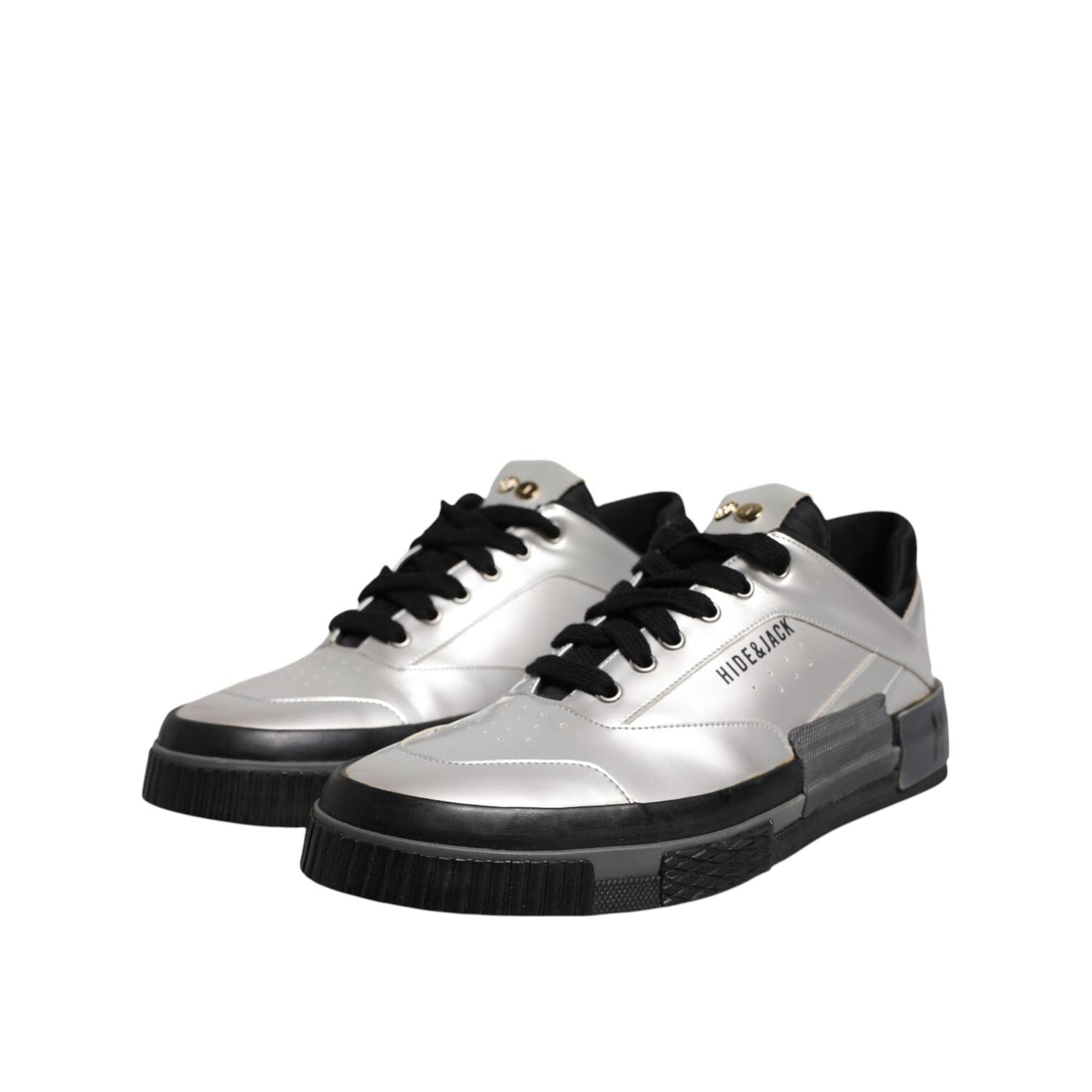 HIDE & JACK Metallic Silver Low Top Lace Up Sneakers Shoes MV7280-43