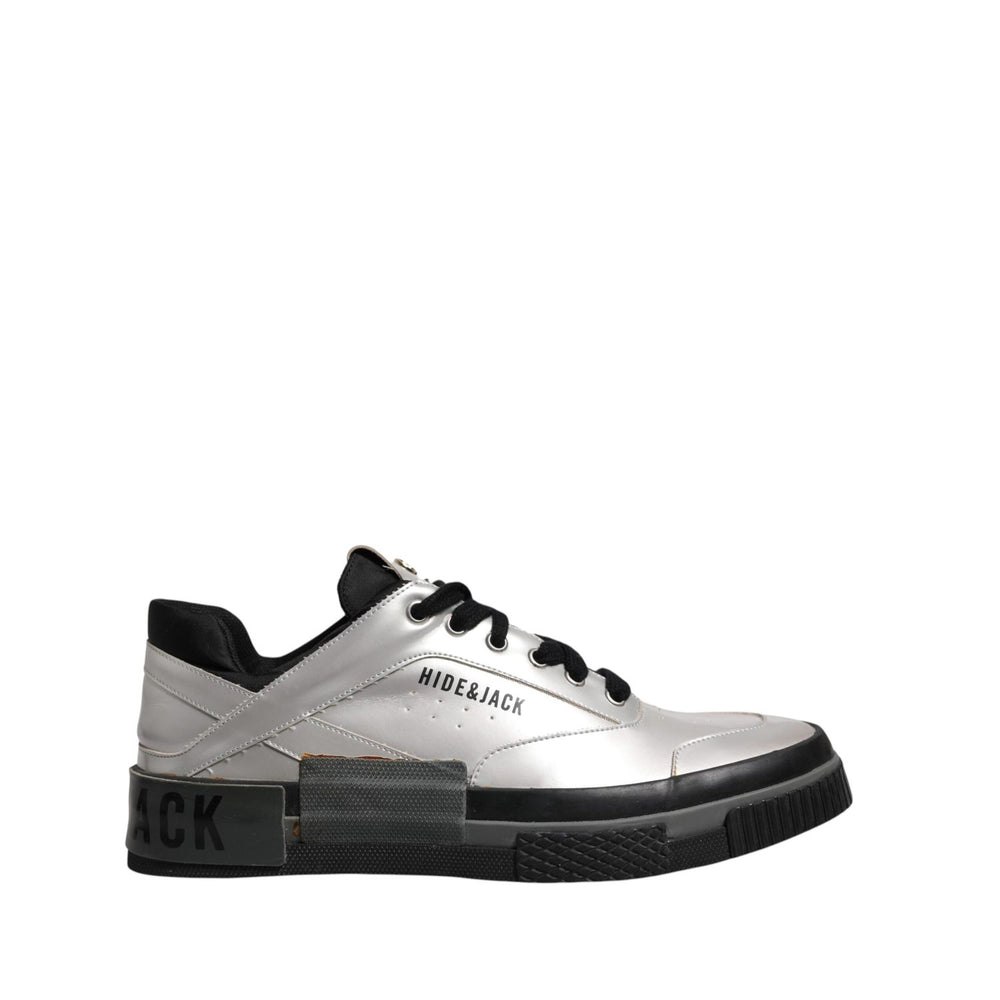 HIDE & JACK Metallic Silver Low Top Lace Up Sneakers Shoes MV7280-43