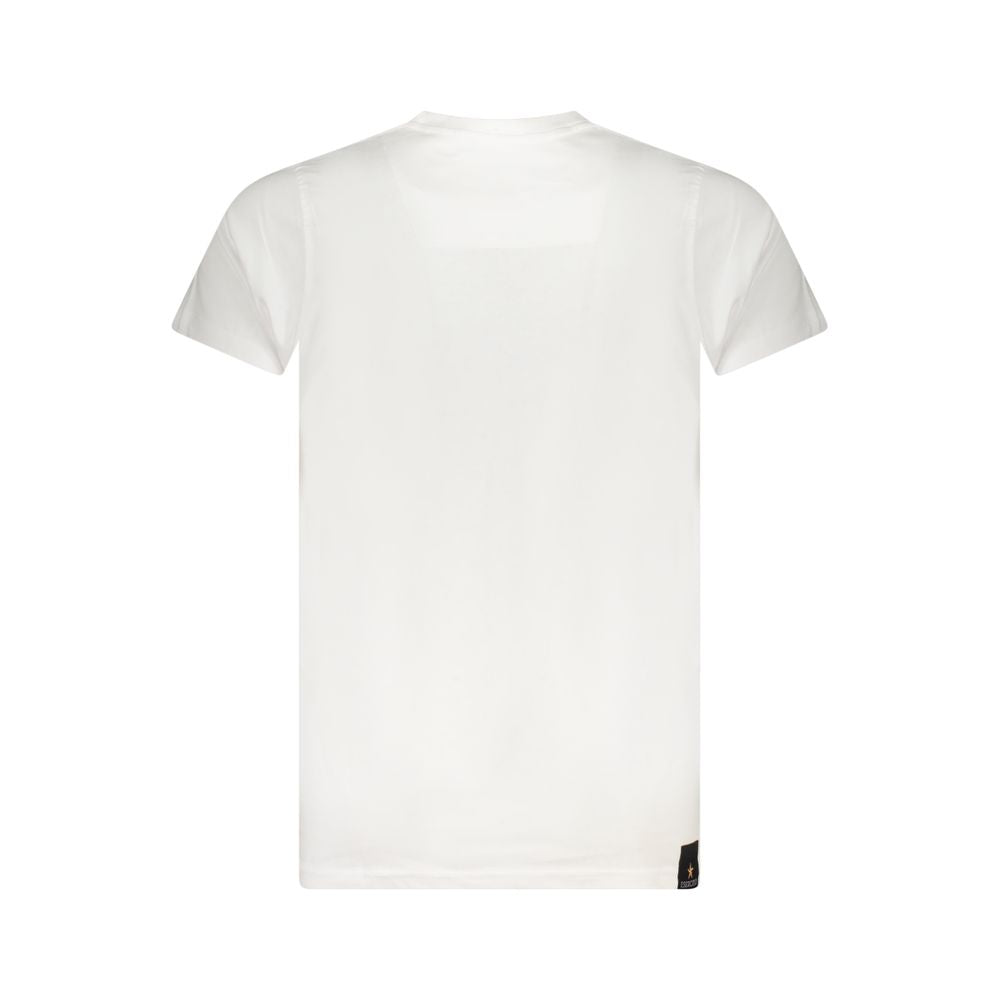 Back view of Accademia Militare White Cotton T-Shirt with short sleeves and crew neck design.