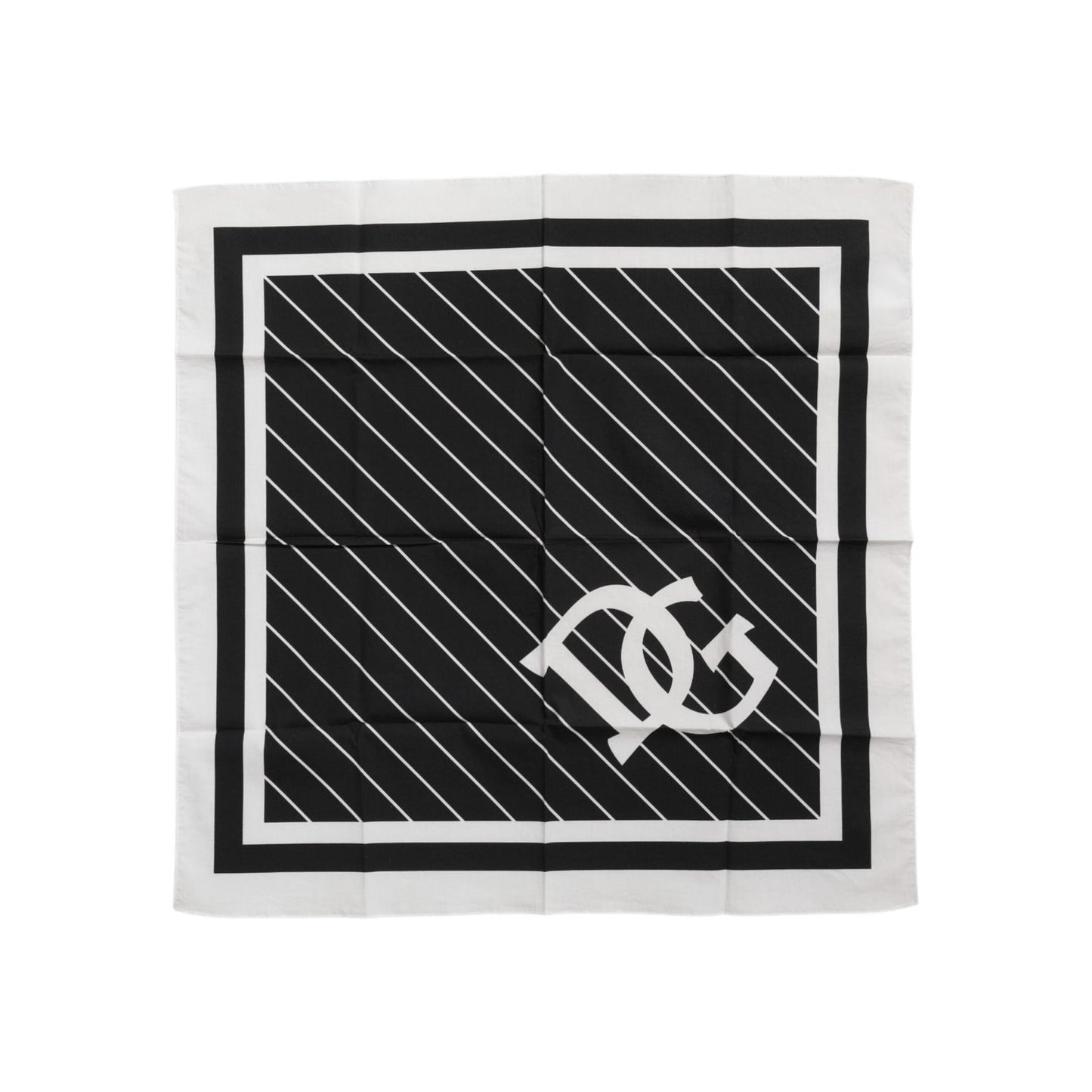 Dolce & Gabbana Black White DG Logo Square Men Foulard Scarf MS7267