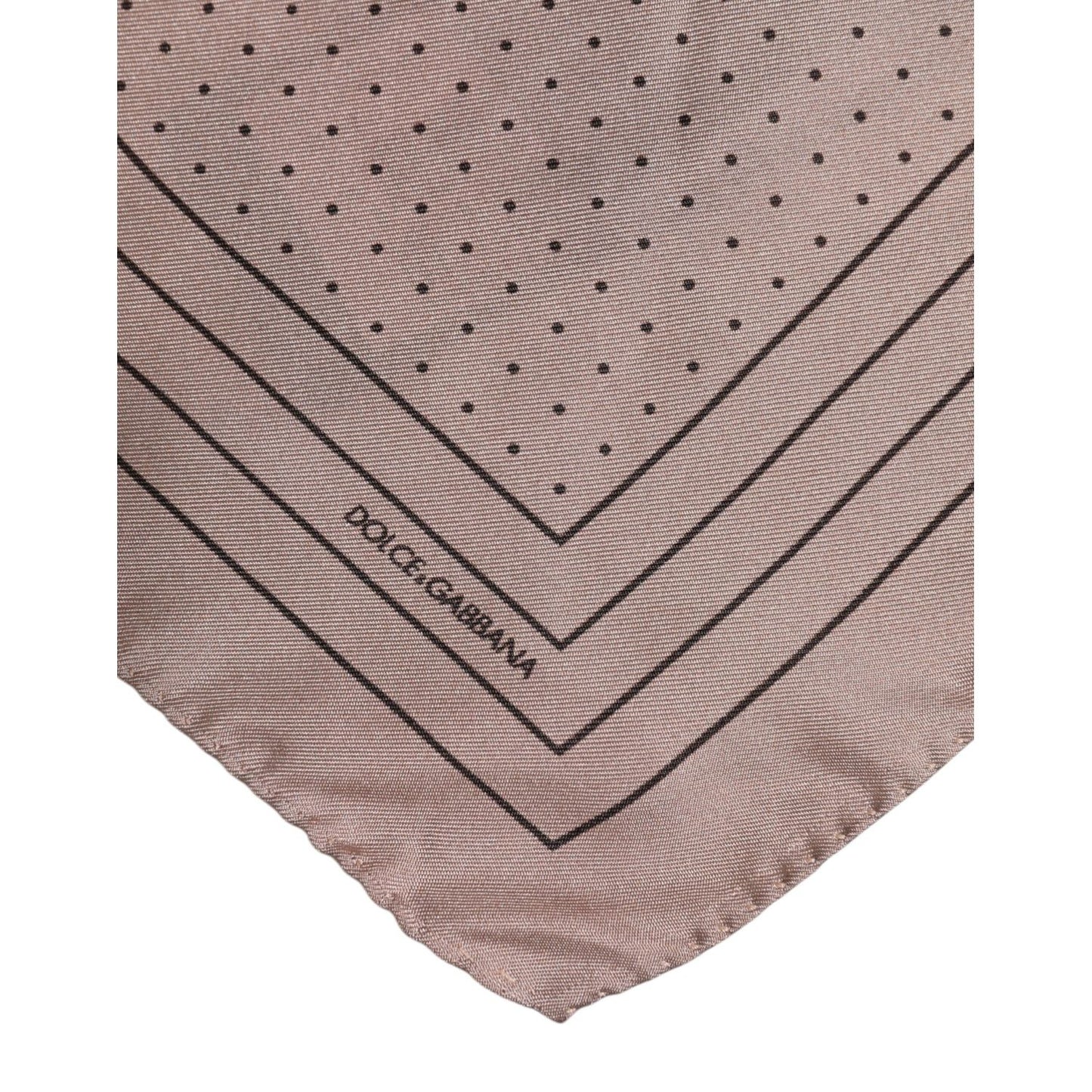 Dolce & Gabbana Beige Dotted Silk Square Men Foulard Scarf MS7323