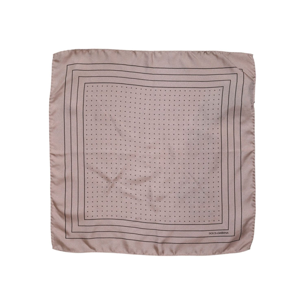 Dolce & Gabbana Beige Dotted Silk Square Men Foulard Scarf MS7325