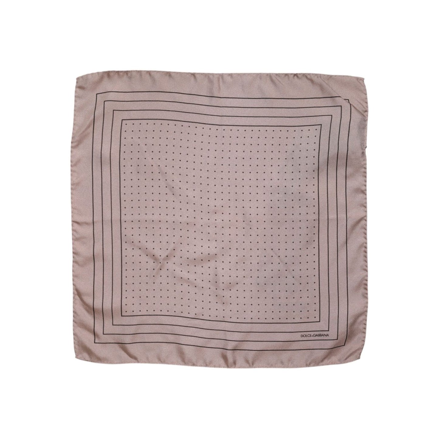 Dolce & Gabbana Beige Dotted Silk Square Men Foulard Scarf MS7325