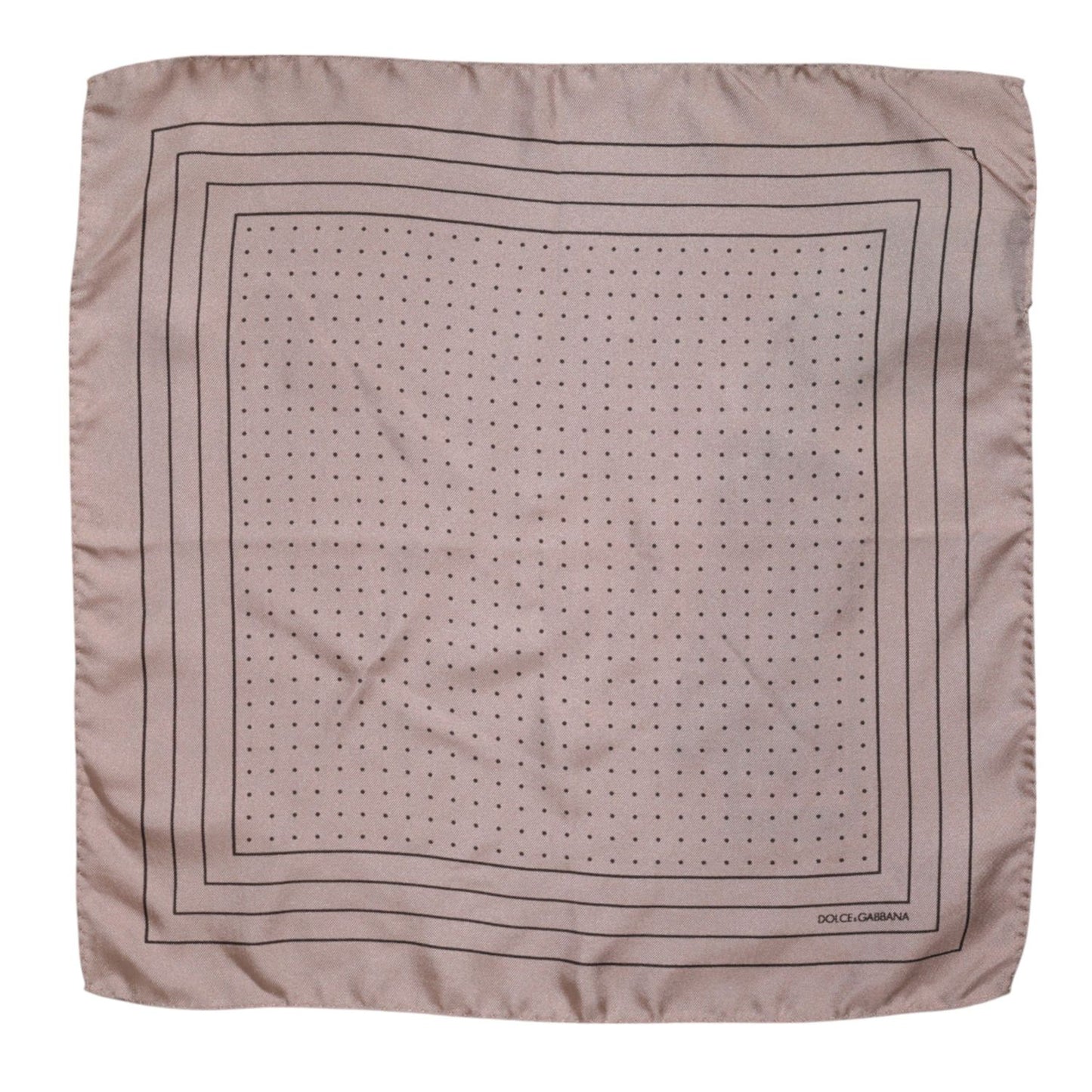 Dolce & Gabbana Beige Dotted Silk Square Men Foulard Scarf MS7326
