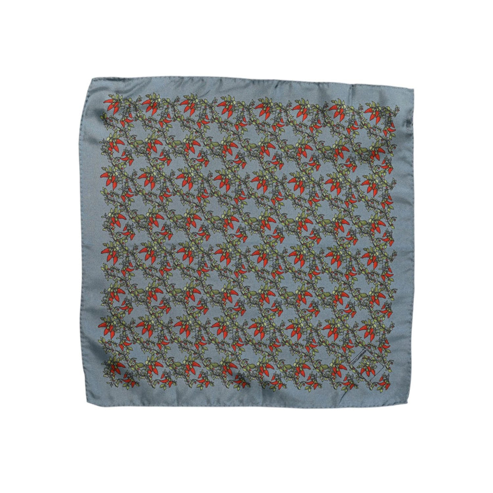 Dolce & Gabbana Gray Chilis Silk Square Men Foulard Scarf