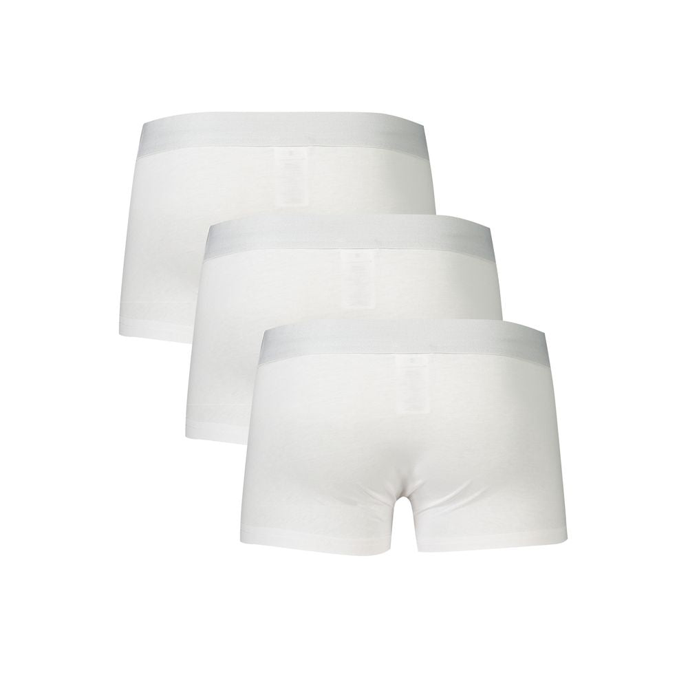Bikkembergs White Cotton Underwear tri-pack boxer, elegance, elastic waistband with logo print.