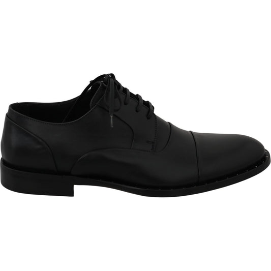 Dolce & Gabbana Black Leather Derby Formal Shoes Dress Shoes