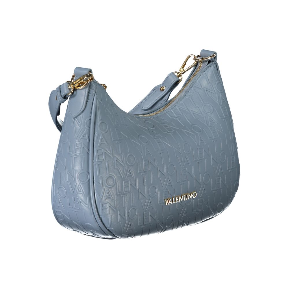 Mario Valentino Blue Polyethylene Handbag with removable shoulder strap, adjustable handle, and contrasting details.