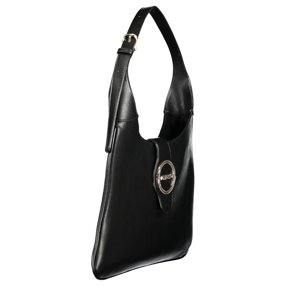 Mario Valentino Black Polyethylene Handbag with adjustable handle, logo detail, two internal pockets, zip and automatic closure.