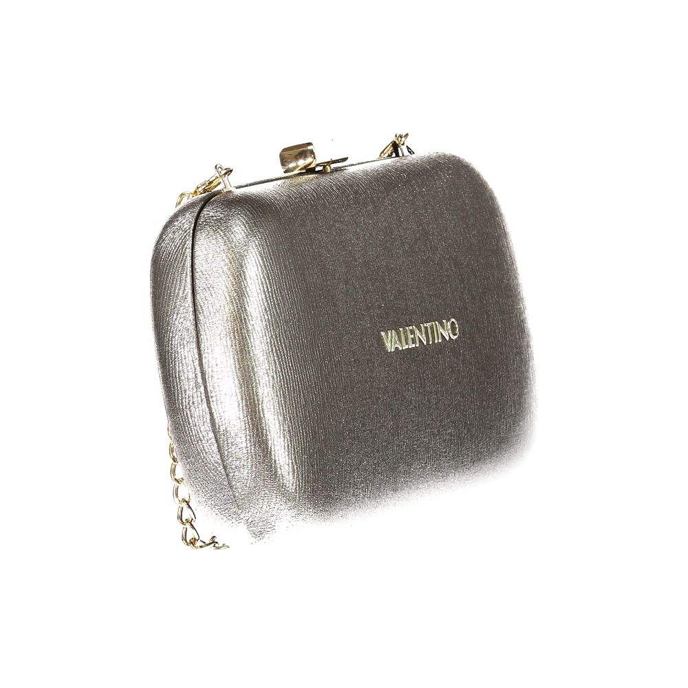 Mario Valentino Gray Polyethylene Handbag with removable chain strap and snap closure
