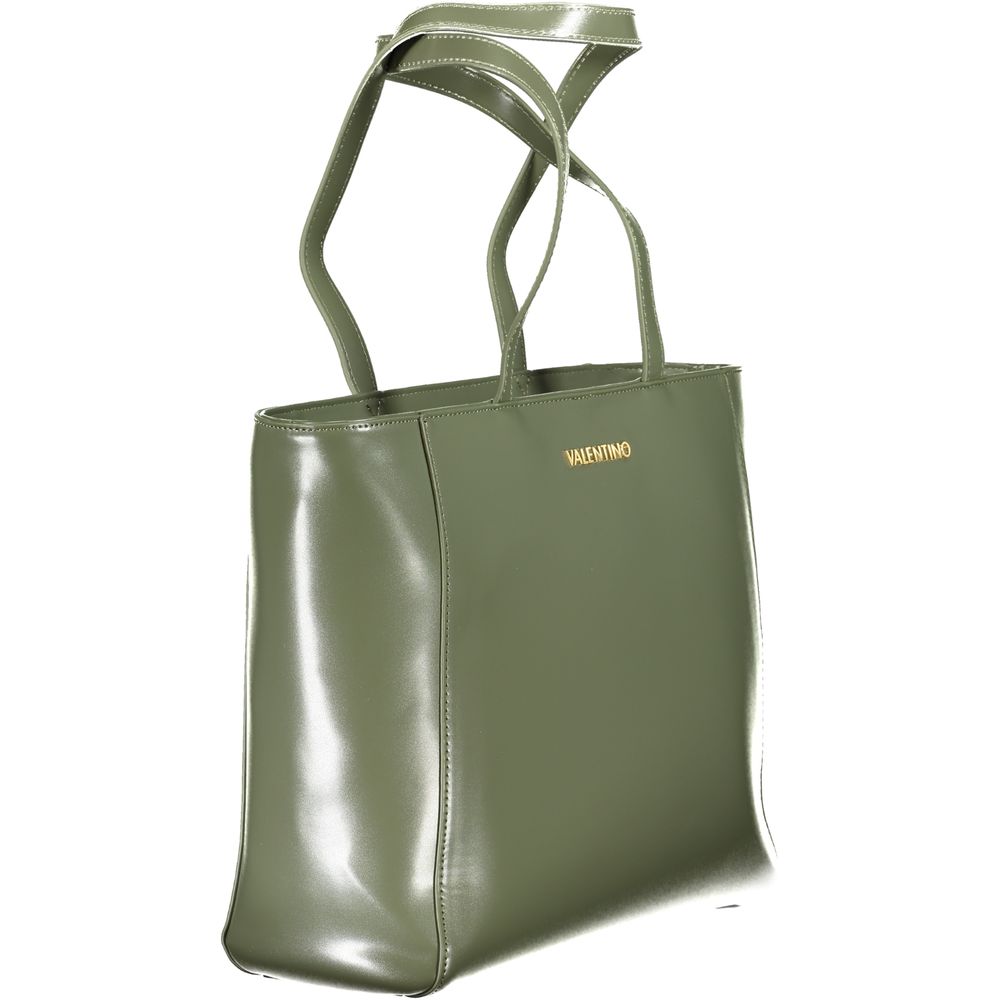 Mario Valentino Green Polyethylene Handbag with two handles, zip closure, internal pocket, and recycled logo.
