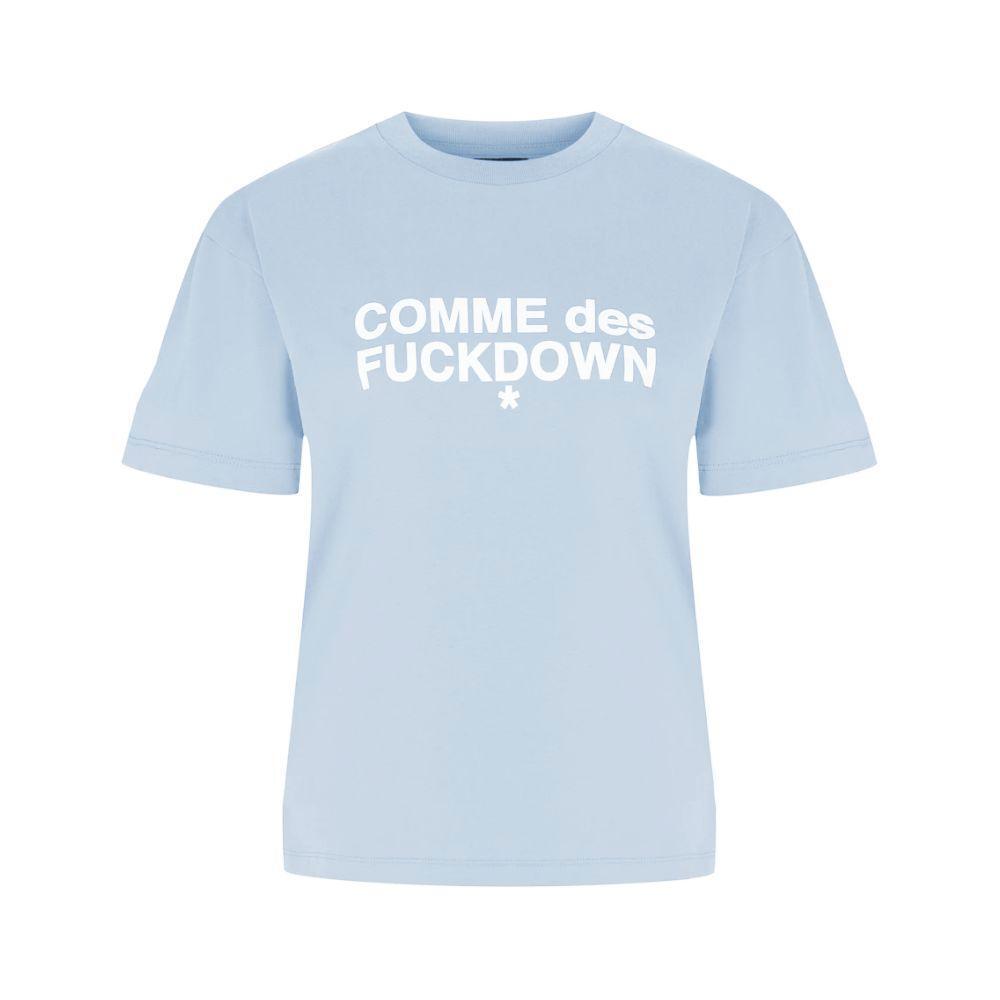 Comme Des Fuckdown Blue Cotton Tops & T-Shirt CO-15661-XS