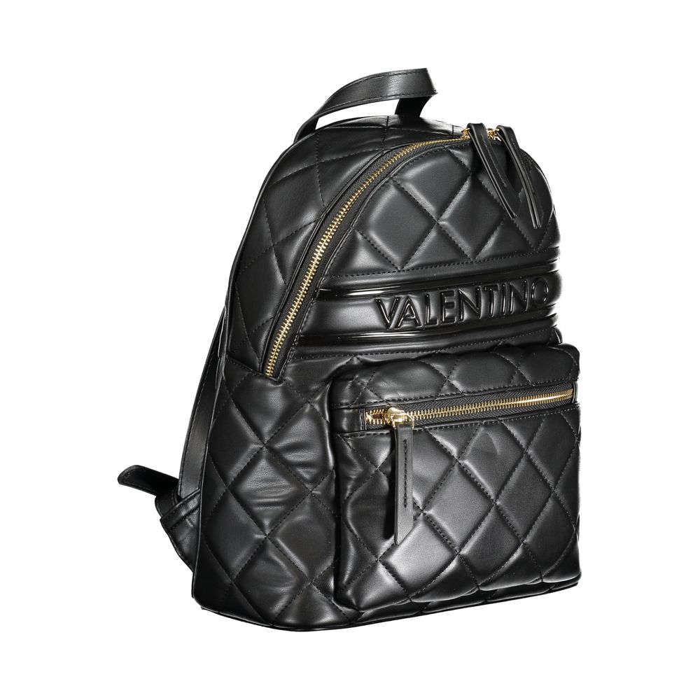 Mario Valentino Black Polyethylene Backpack with handle, adjustable straps, external pocket, internal pocket, and zip closure