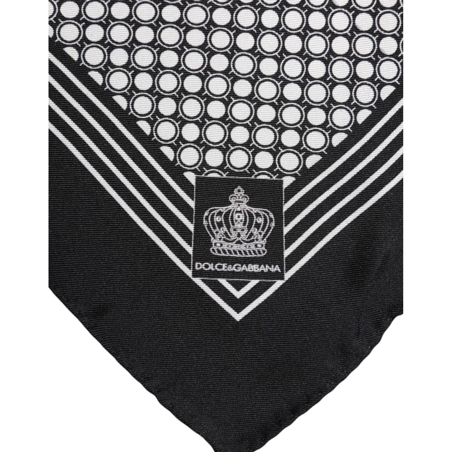 Dolce & Gabbana Black White Patterned Square Men Foulard Scarf