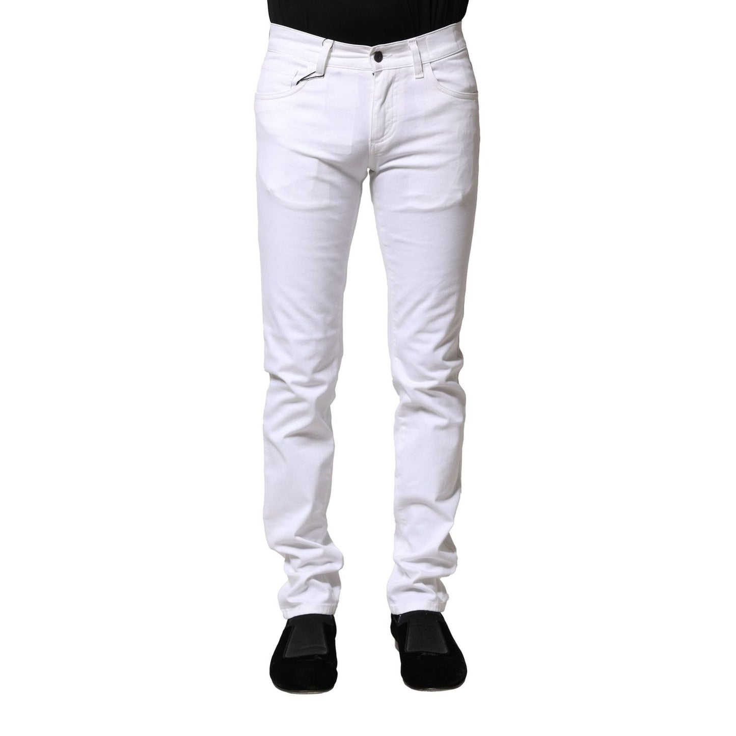 Dolce & Gabbana White Cotton Skinny Men Denim Jeans PAN75367-46
