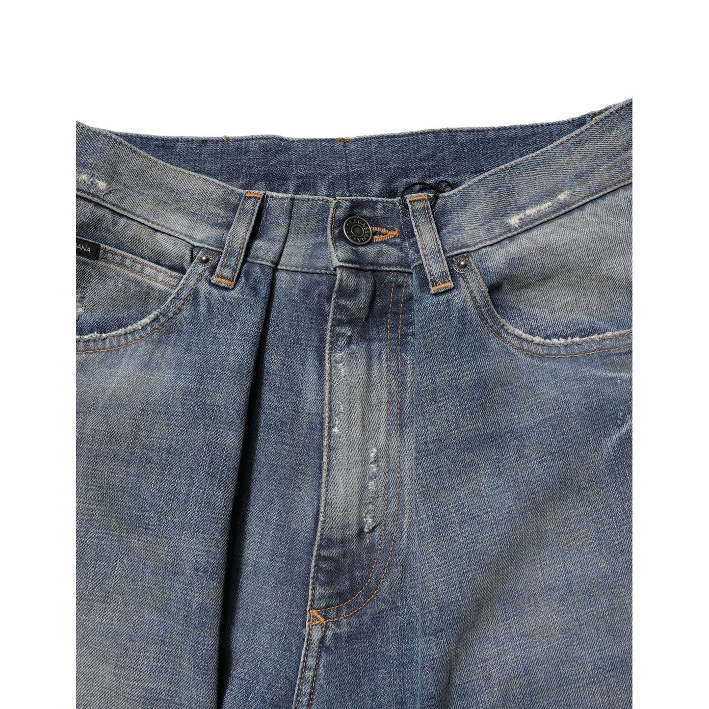 Dolce & Gabbana Blue Cotton Tattered Men Denim Jeans PAN75857-46