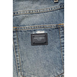 Dolce & Gabbana Blue Washed Tattered Straight Fit Denim Jeans PAN75876-44
