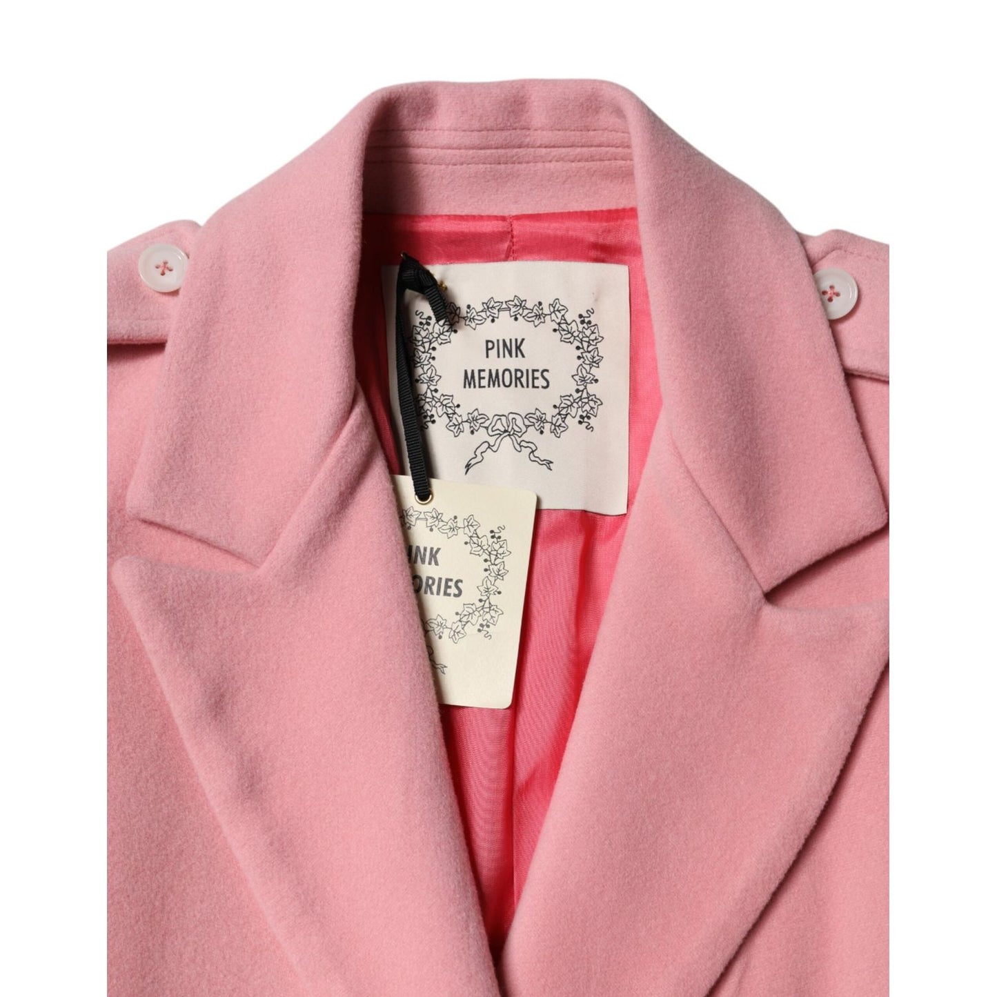 PINK MEMORIES Pink Wool Double Breasted Blazer Coat Jacket JKT41460-42