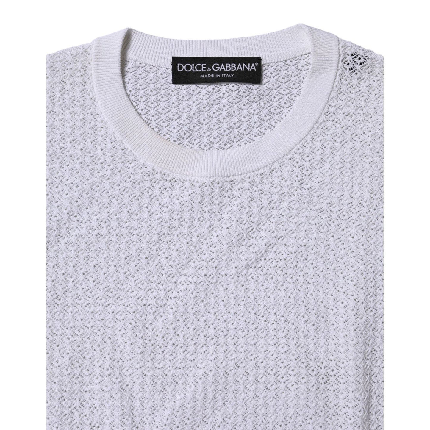 Dolce & Gabbana White Round Neck Long Sleeves Pullover Top TSH90675-42
