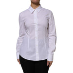 Dolce & Gabbana White Cotton Collared Long Sleeves Shirt Top TSH906730-46